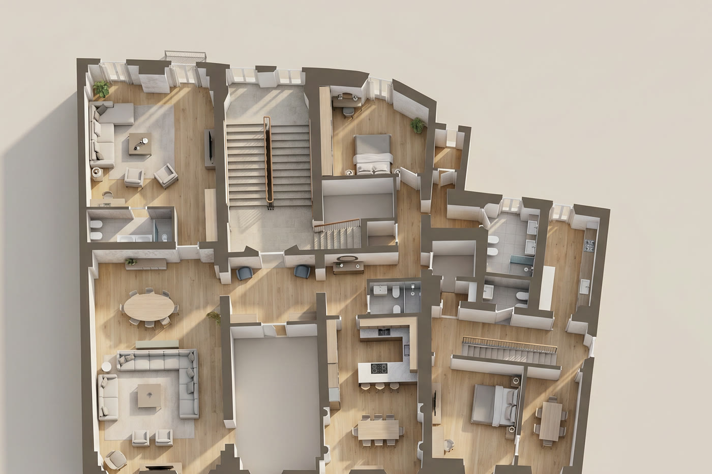 Render 3D fedele generato dalla planimetria