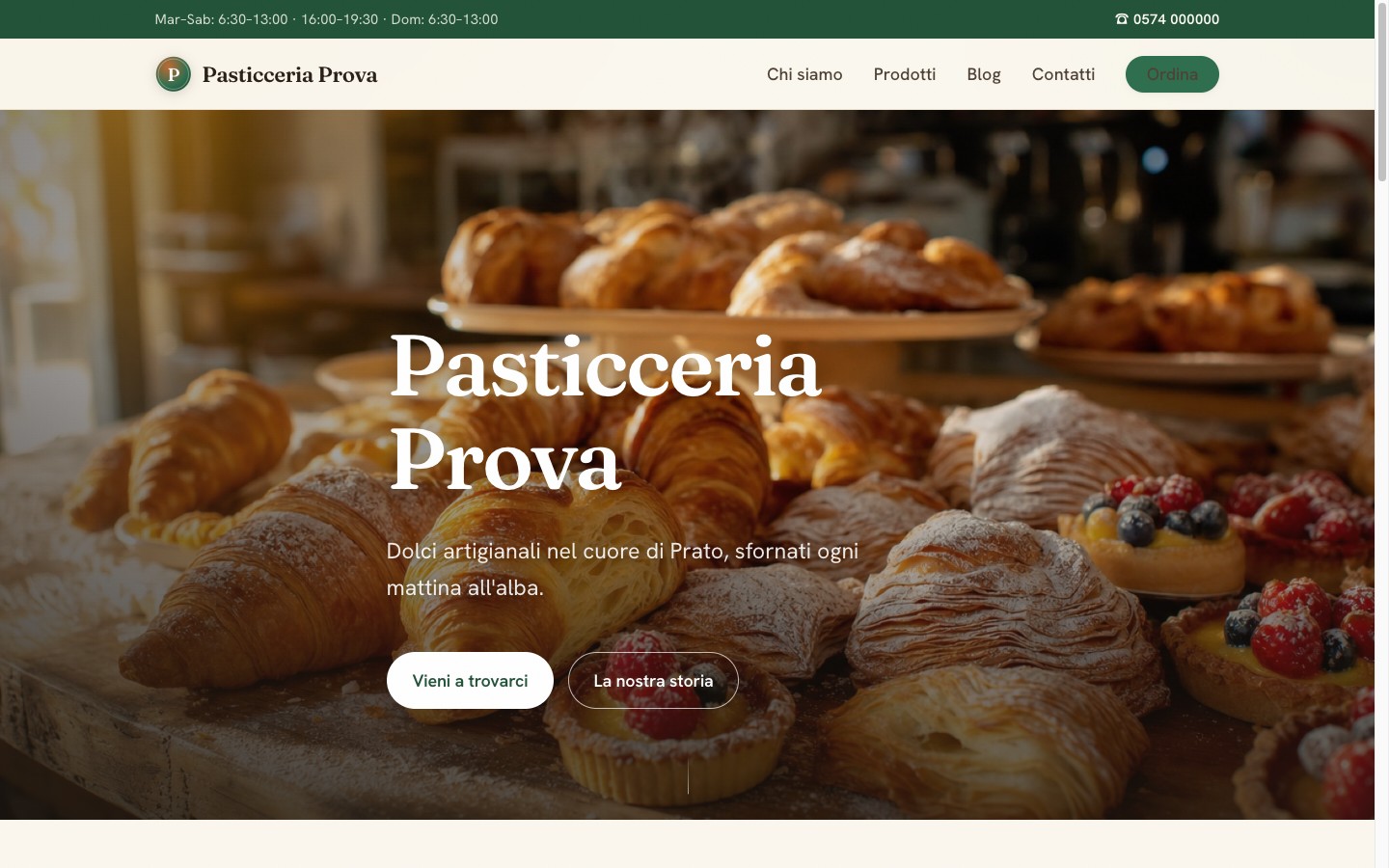 Demo pasticceria costruita con Telaio